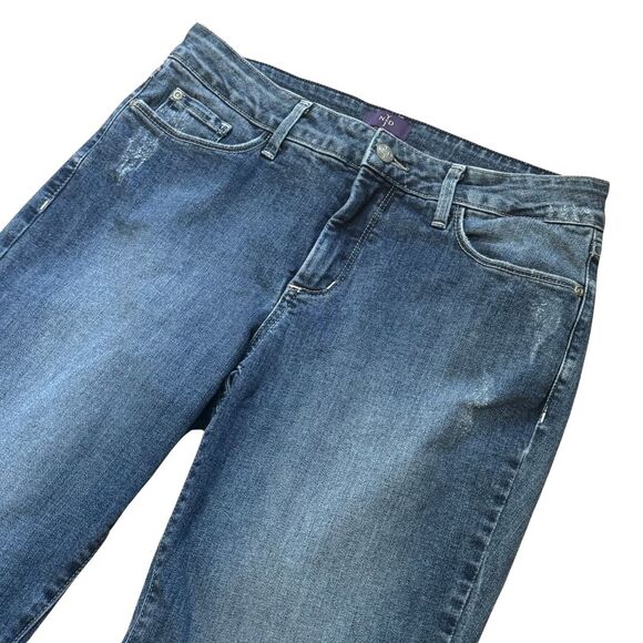 NYDJ NOT YOUR DAUGHTERS JEANS Boyfriend Straight Leg Distressed Denim EUC 6 - Picture 2 of 8